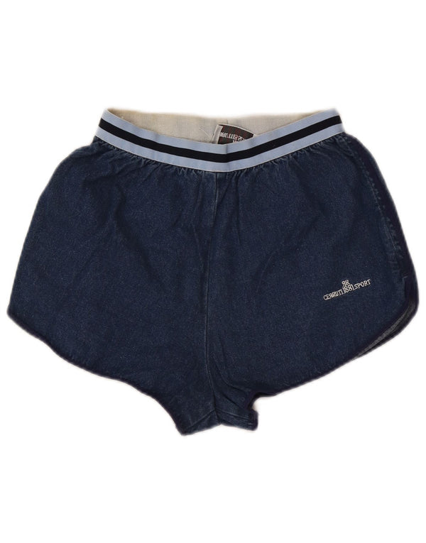 Pantaloncini di jeans da donna Cerruti 1881 W26 piccoli in cotone color block blu navy