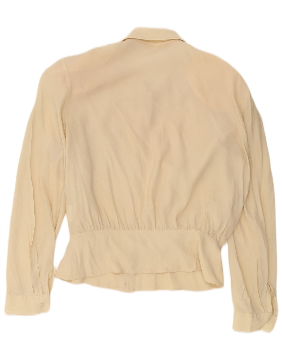 Camicetta camicia vintage da donna IT 44 Seta floreale beige medio