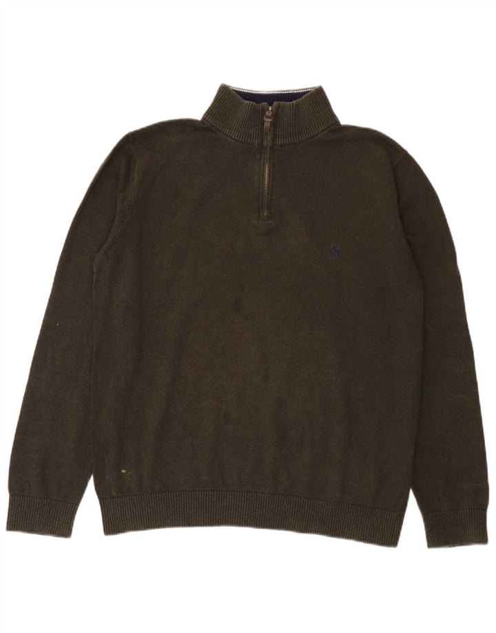 Joules Maglione da uomo con zip e collo grande in cotone verde
