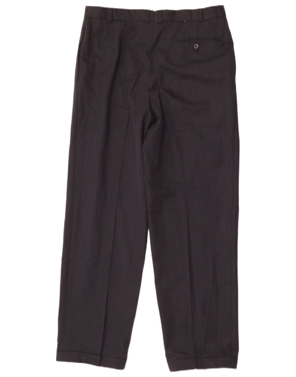 Marks & Spencer Mens Pegged Suit Trousers W36 L31 Navy Blue Polyester