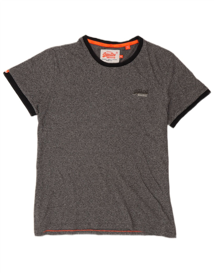 T-shirt da uomo Superdry Top XL in cotone chiazzato grigio
