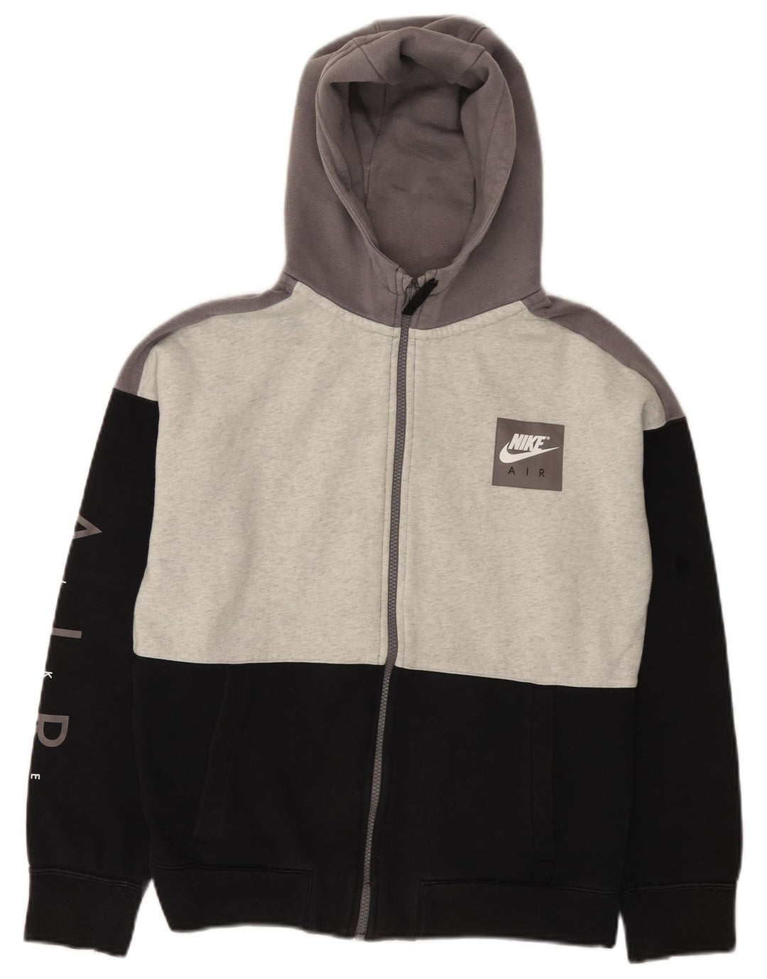 Felpa con cappuccio e zip NIKE Air Graphic per ragazzi 13-14 anni XL Black Colourblock