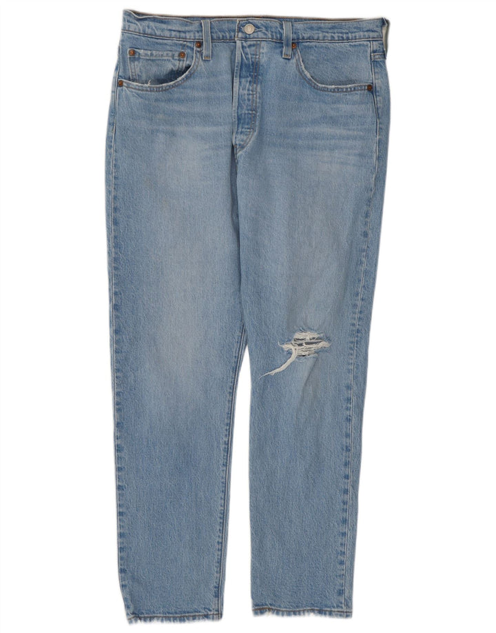 Jeans dritti invecchiati 501 da donna Levi's W32 L28 cotone blu