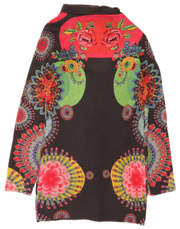 Desigual Womens Longline Cardigan Sweater UK 14 Large Multicoloured Floral