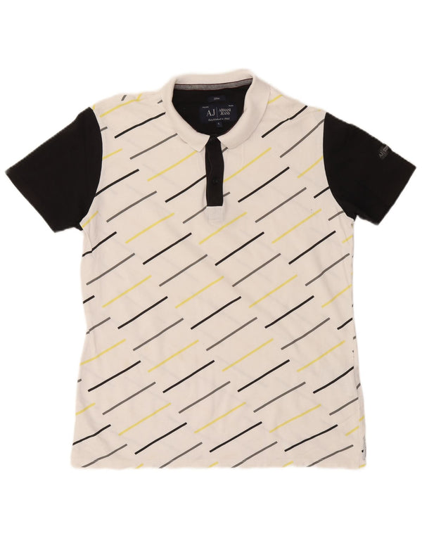 Polo slim da uomo Armani Jeans, in cotone a righe bianche grandi