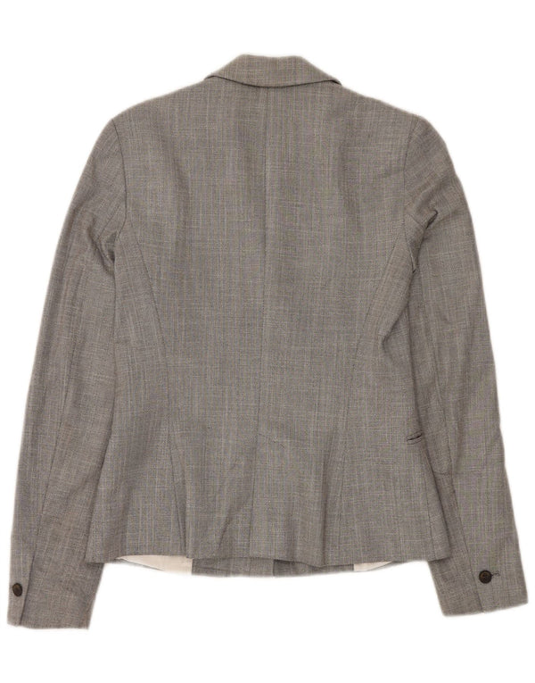 Giacca blazer a 1 bottone da donna Zara UK 6 XS poliestere Chevron grigio