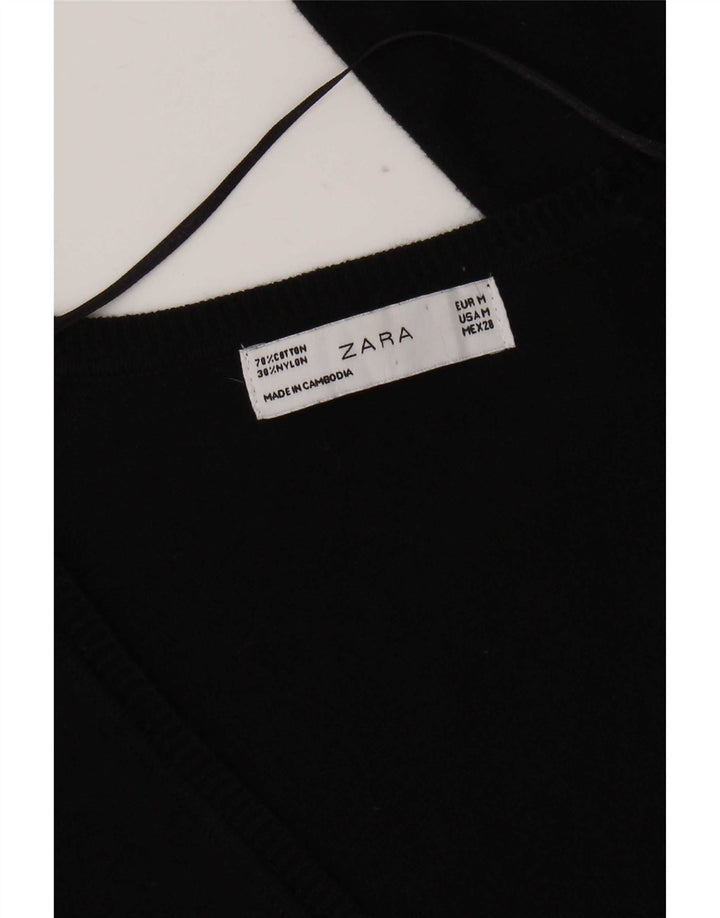 Maglione cardigan da donna Zara UK 12 cotone nero medio