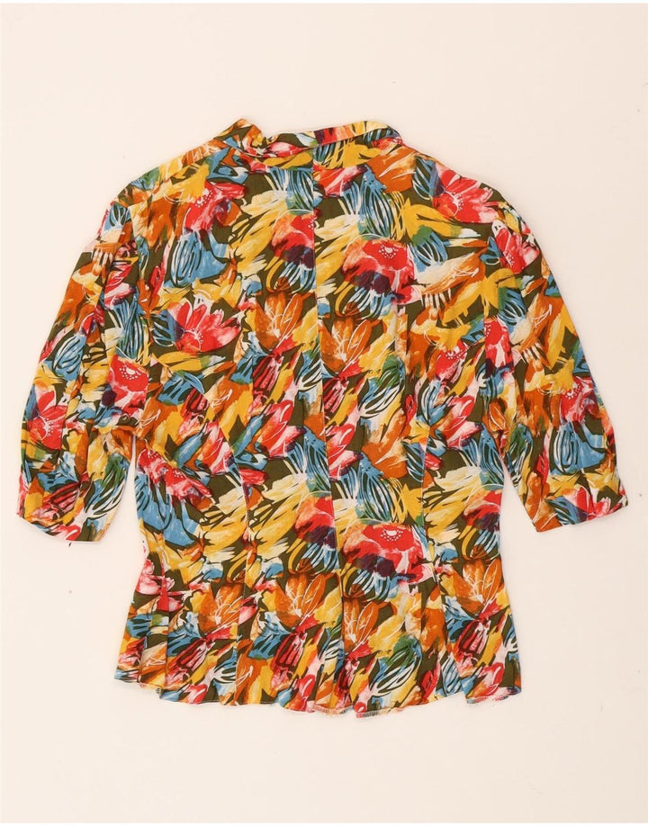 VINTAGE Womens 3/4 Sleeve Shirt Blouse EU 40 Medium Multicoloured Floral Vintage Vintage and Second-Hand Vintage from Messina Hembry 