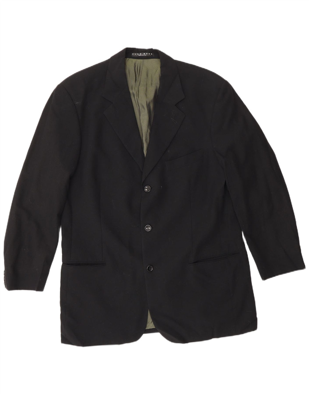 Giacca blazer da uomo a 3 bottoni Hugo Boss UK 40 grande lana blu navy