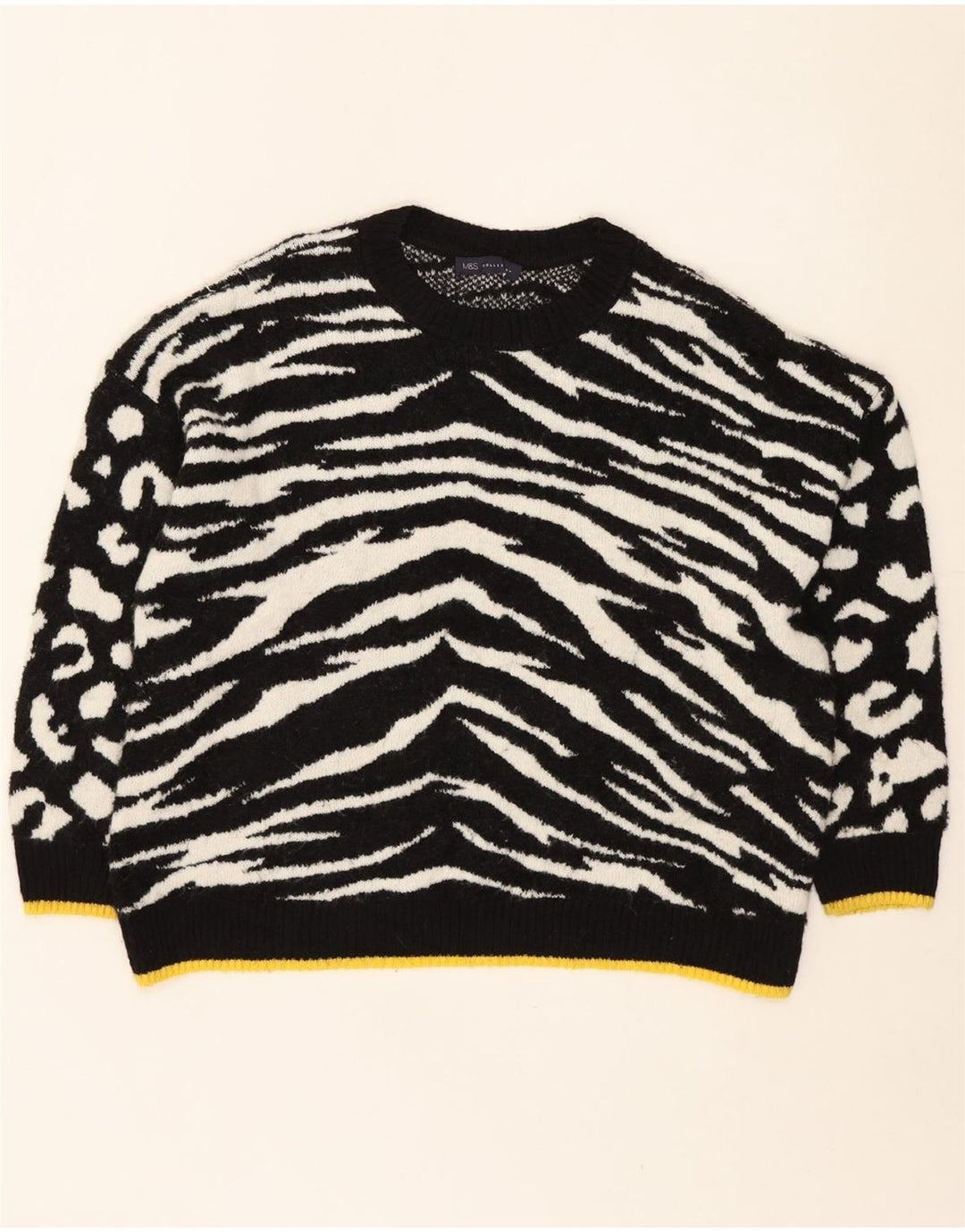 MARKS & SPENCER Womens Crew Neck Jumper Sweater UK 14 Large Black Vintage Marks & Spencer and Second-Hand Marks & Spencer from Messina Hembry 
