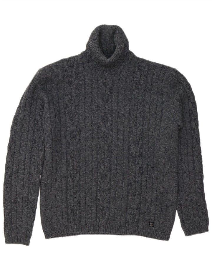 CALVIN KLEIN JEANS Maglione maglione oversize da donna con collo alto UK 18 XL Grigio