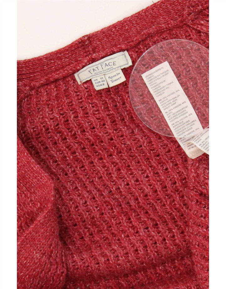 Maglione cardigan aperto oversize da donna Fat Face UK 12 Viscosa rossa media