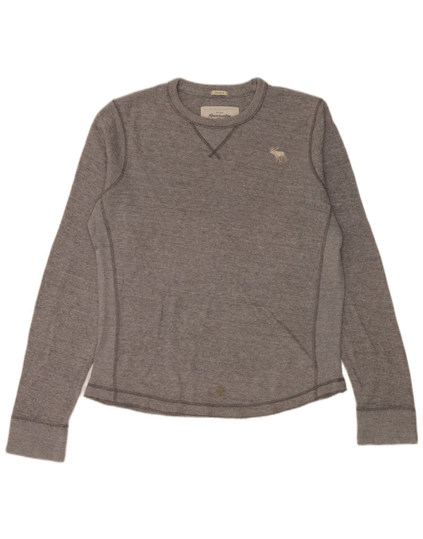 Top da uomo a maniche lunghe Abercrombie & Fitch XL in cotone chiazzato grigio