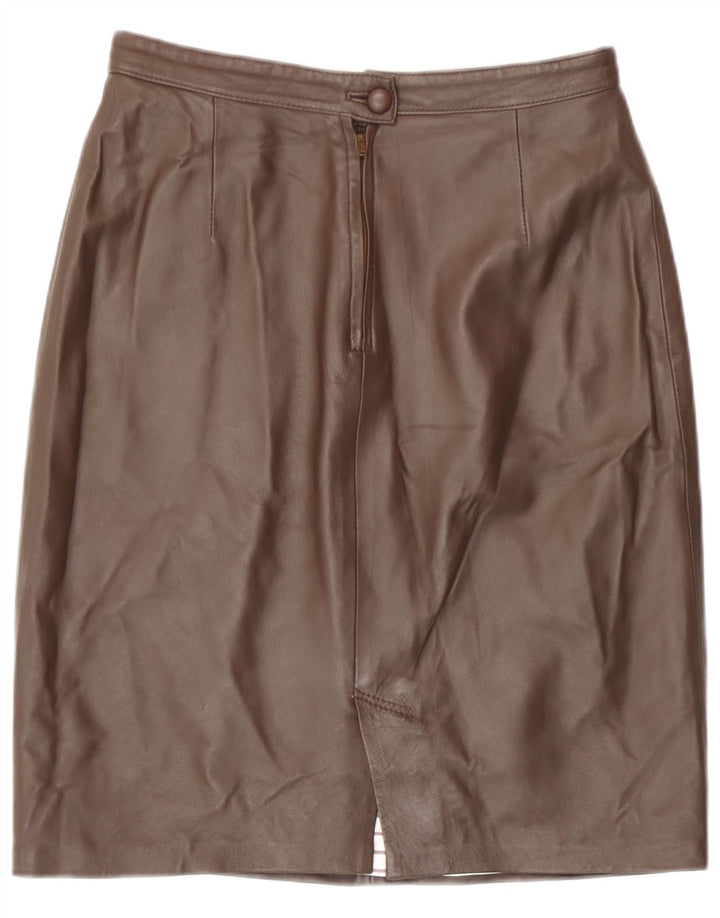 Gonna in pelle vintage da donna EU 40 media W28 marrone