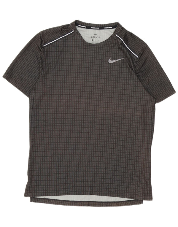T-shirt Nike Dri Fit da uomo Top in poliestere geometrico grigio medio