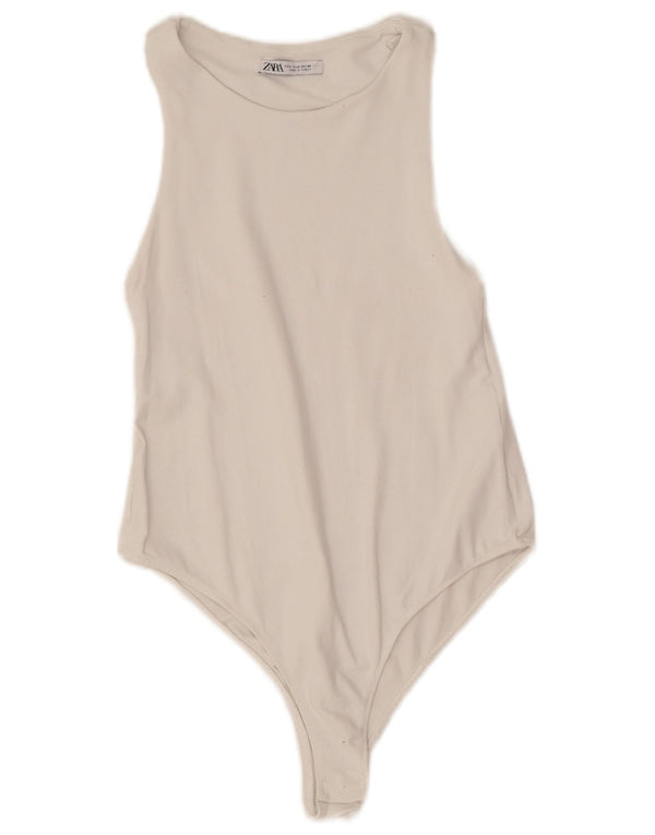 Body senza maniche da donna Zara UK 12 bianco medio