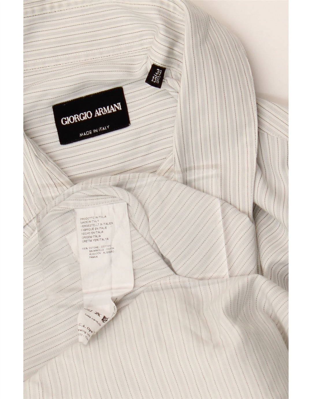 GIORGIO ARMANI Camicia da uomo Taglia 39 15 1/2 Cotone gessato grigio medio