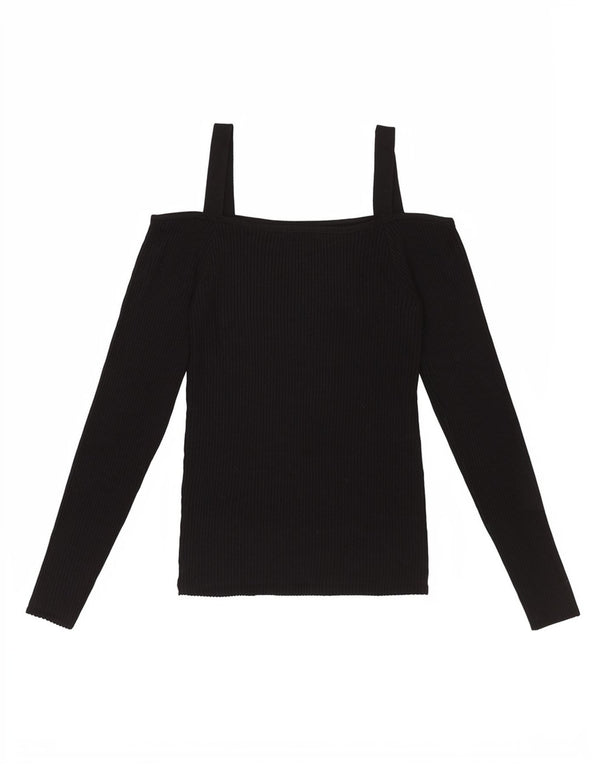 Guess Top da donna con spalle scoperte UK 12 Medium Black Rayon