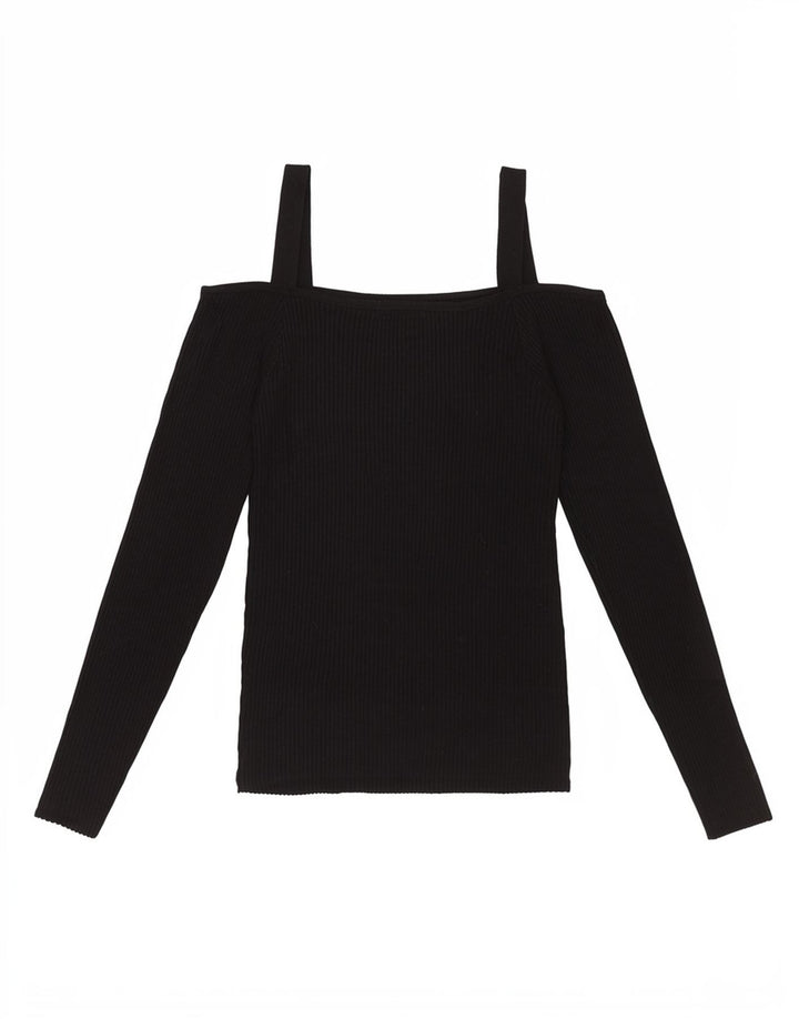 Guess Top da donna con spalle scoperte UK 12 Medium Black Rayon