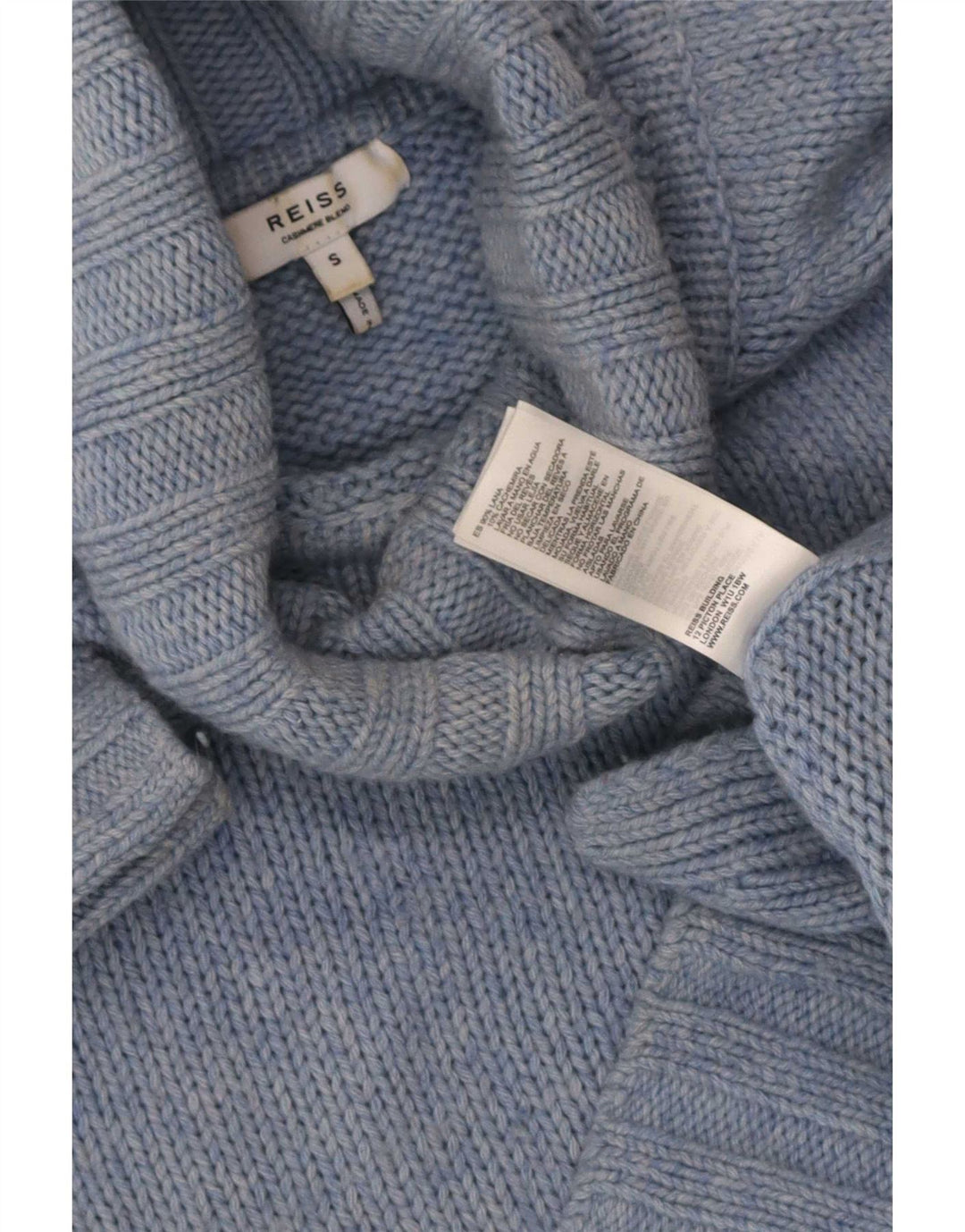 Maglione maglione oversize da donna Reiss con collo alto UK 10 piccolo lana blu