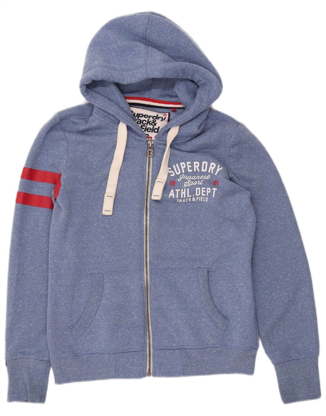 Felpa con cappuccio e zip da atletica leggera da donna SUPERDRY UK 14 blu medio screziato