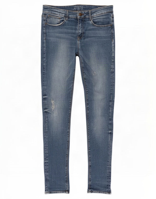 Jeans skinny effetto invecchiato da donna Zara EU 42 Large W32 L33 cotone blu
