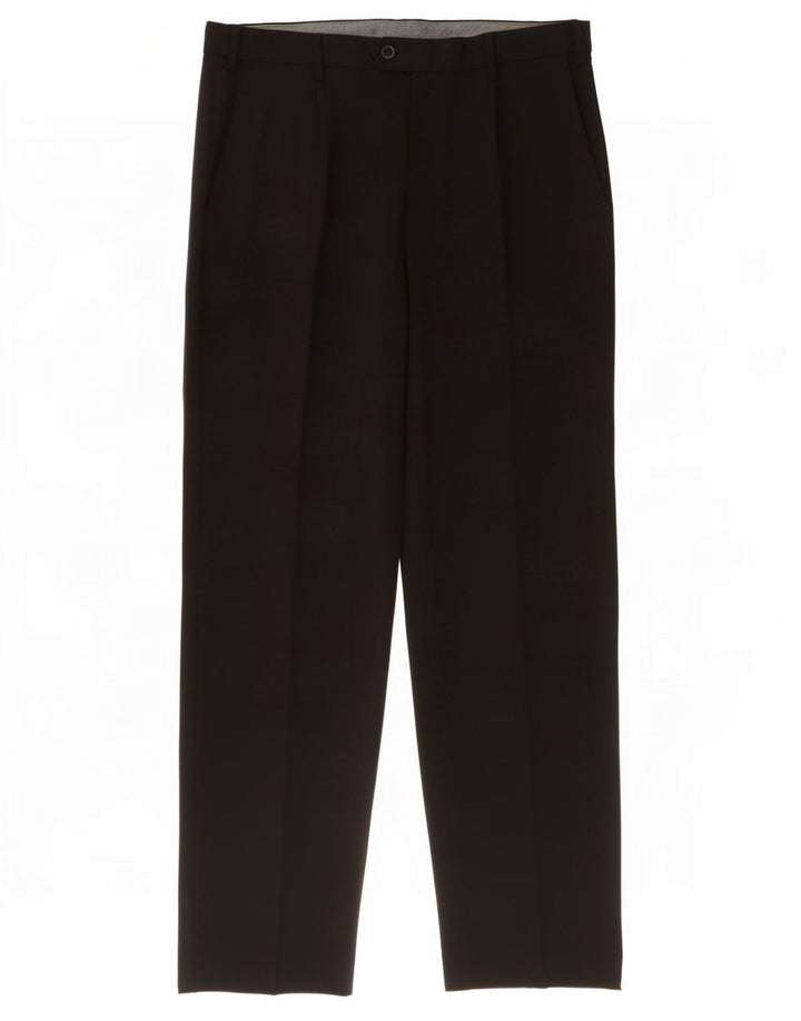 Pantaloni da abito regolari da uomo Marks & Spencer W36 L33 poliestere nero