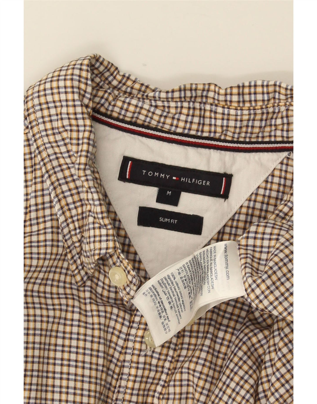 TOMMY HILFIGER Camicia slim fit da uomo in cotone a quadretti giallo medio