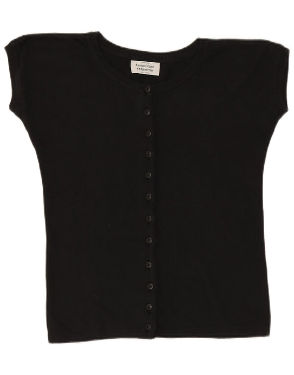 Top corto in maglia da donna Benetton IT 46 Large in cotone nero