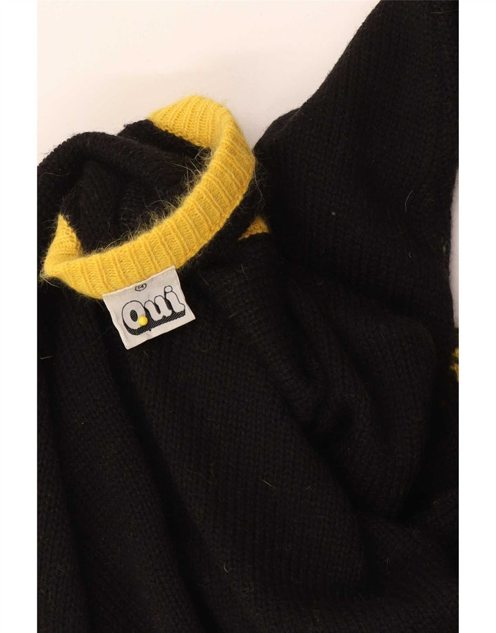 Oui maglione da donna con scollo a V UK 14 blocco colore nero medio