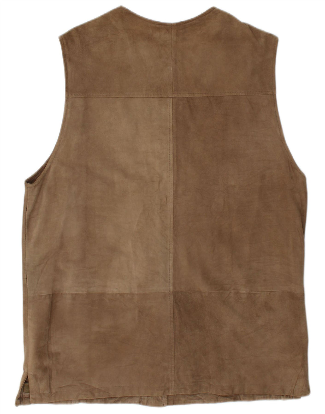 Gilet vintage da donna in pelle scamosciata EU 42 grande in pelle marrone
