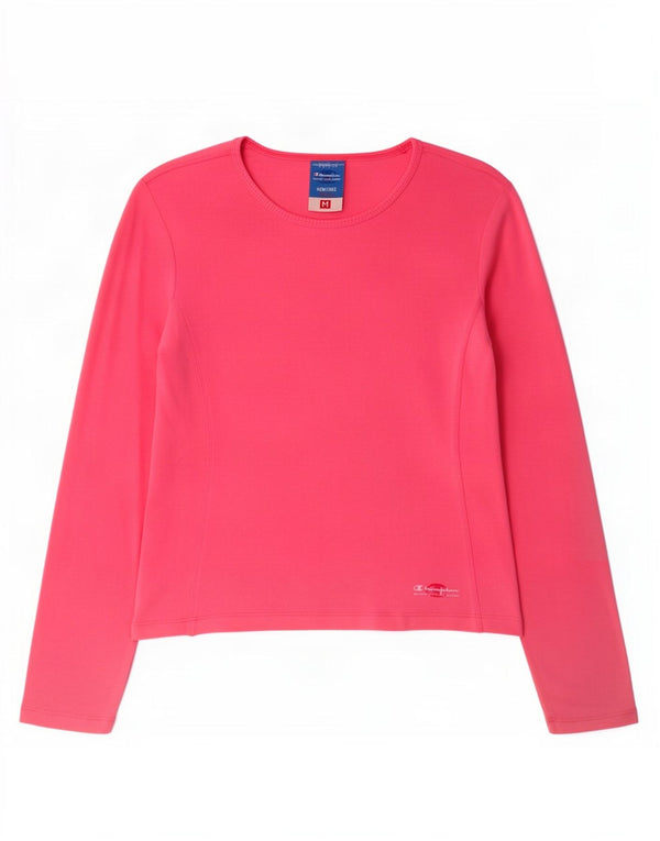 Top corto da donna Champion manica lunga UK 12 cotone rosa medio