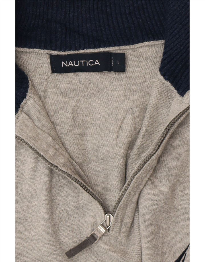 NAUTICA Maglione da uomo con zip e collo grande grigio