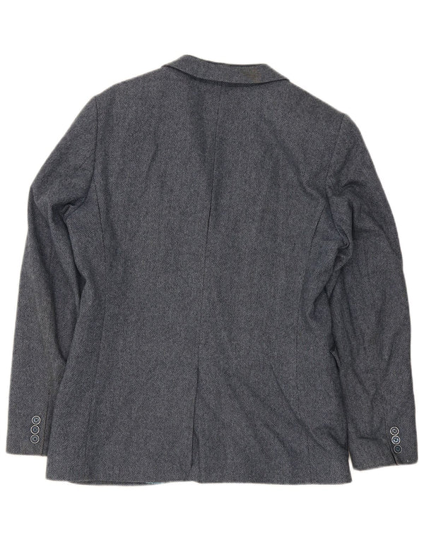 Giacca blazer da uomo a 2 bottoni Ted Baker taglia 4 grande a spina di pesce blu navy