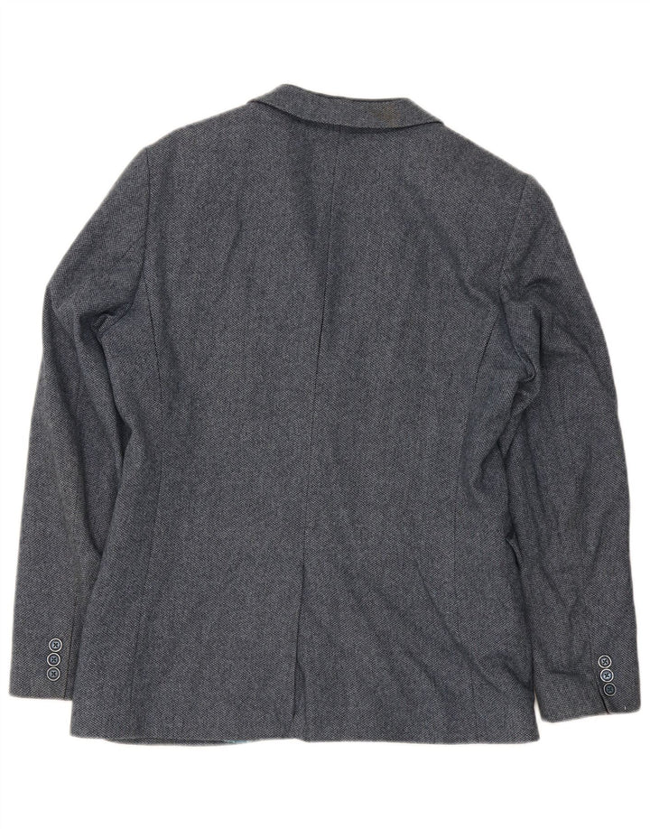 Giacca blazer da uomo a 2 bottoni Ted Baker taglia 4 grande a spina di pesce blu navy