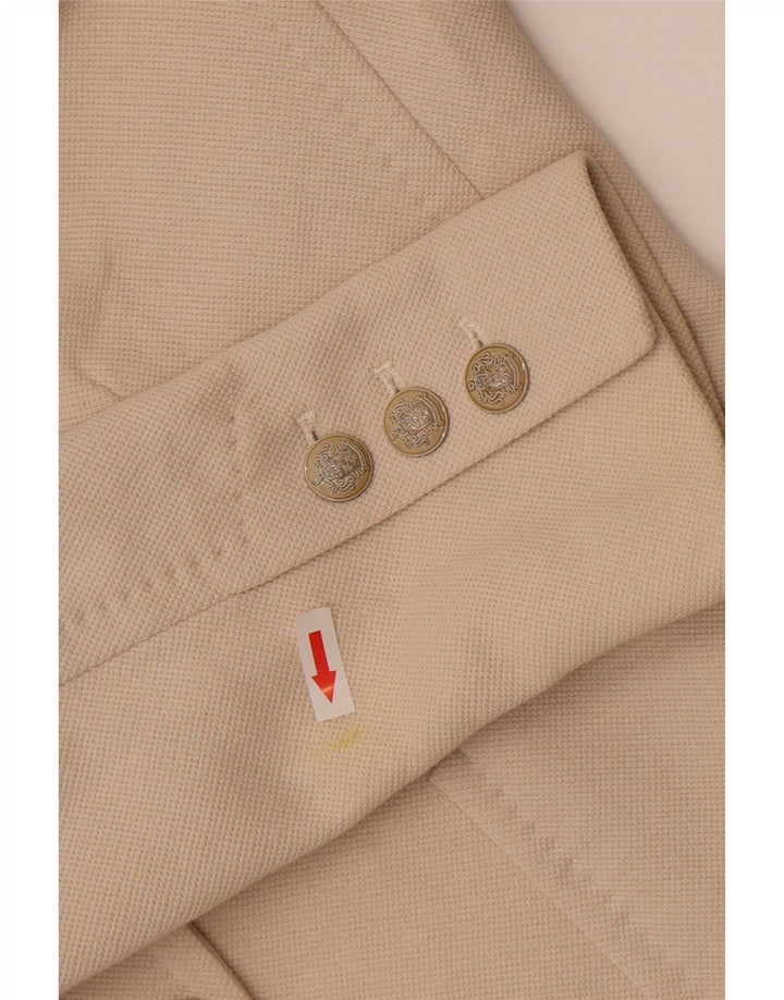 Giacca blazer a 2 bottoni da donna Zara UK 12 cotone bianco sporco medio