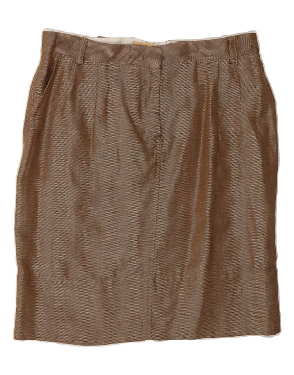 ALVIERO MARTINI Womens Pencil Skirt UK 10 Small W27 Brown Silk