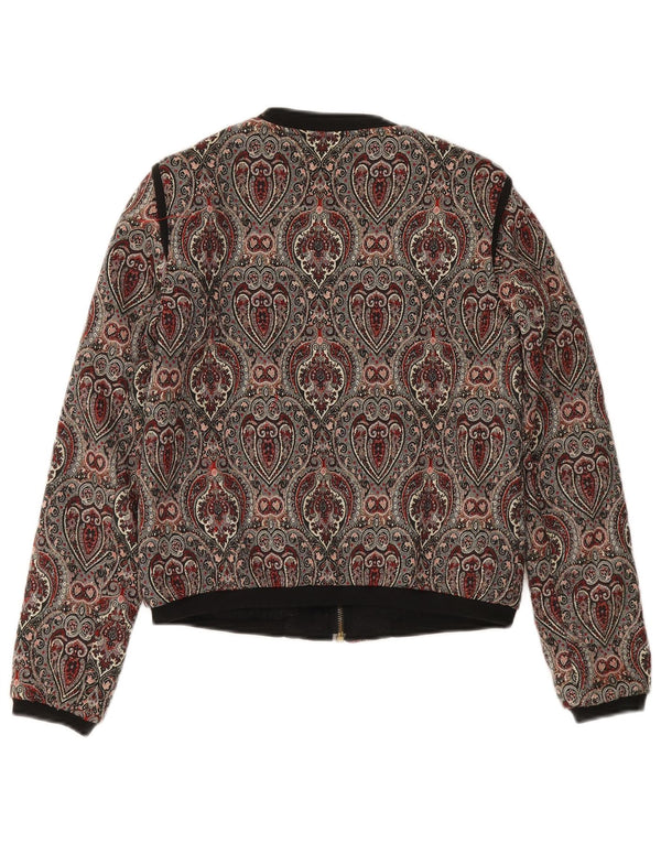 Giubbotto bomber corto da donna Zara UK 10 piccolo motivo cachemire multicolore