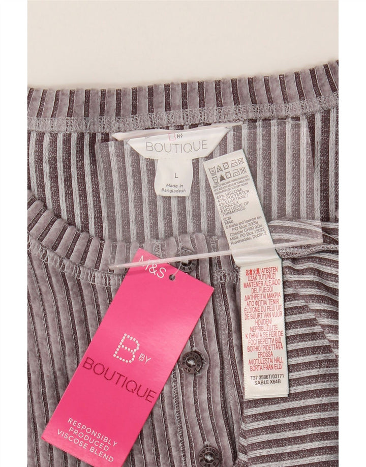 Marks & Spencer Top corto da donna a maniche lunghe UK 16 Large in viscosa grigia