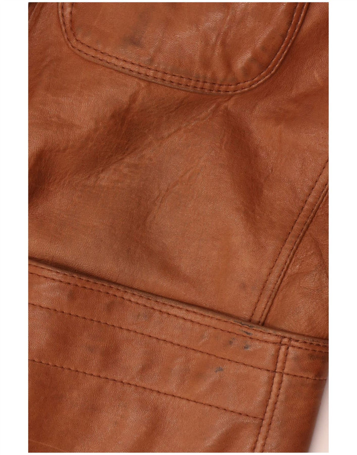 Giacca blazer in pelle da uomo a 2 bottoni Renna IT 46 piccola marrone