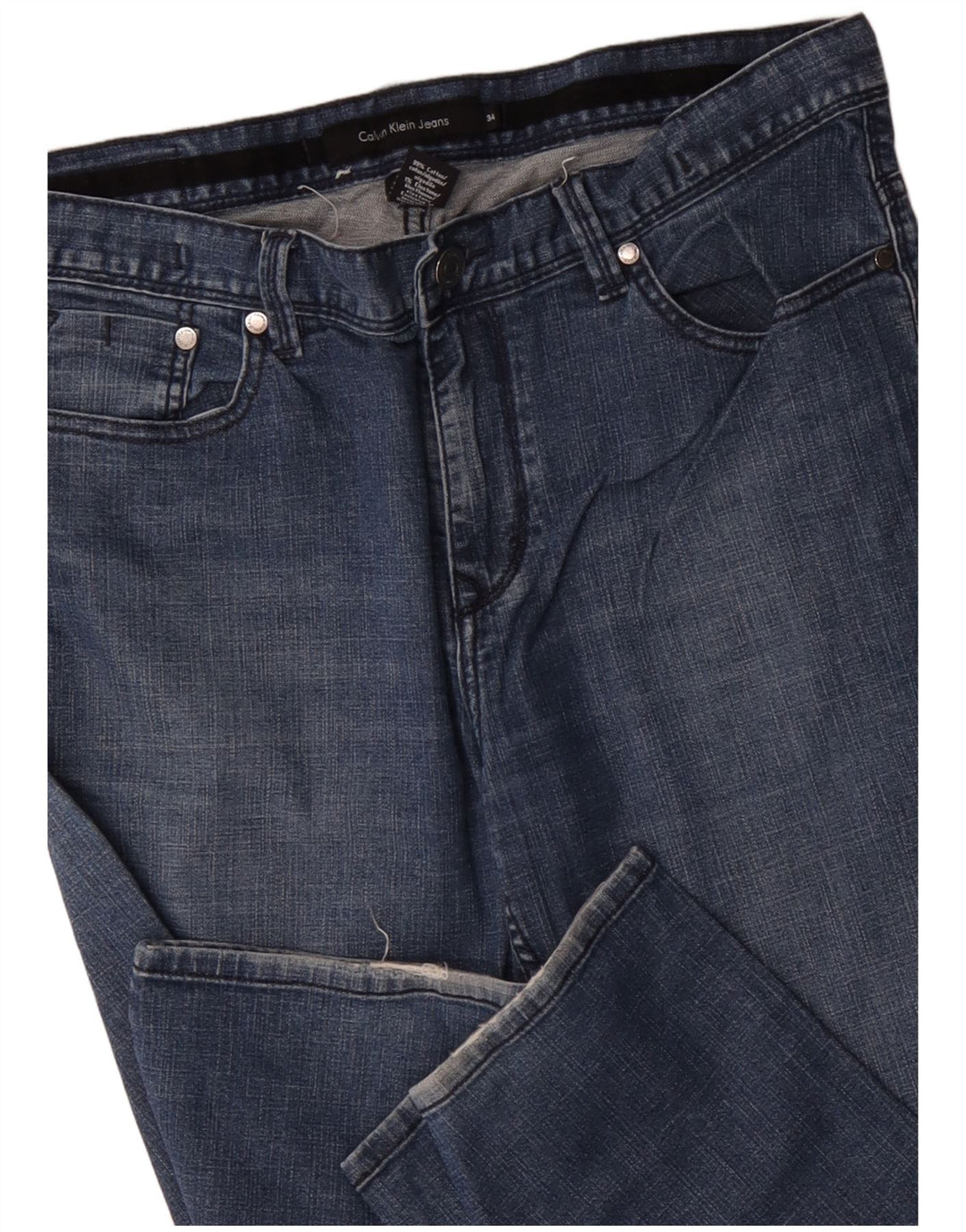 CALVIN KLEIN Jeans dritti da uomo W34 L30 Blu Cotone