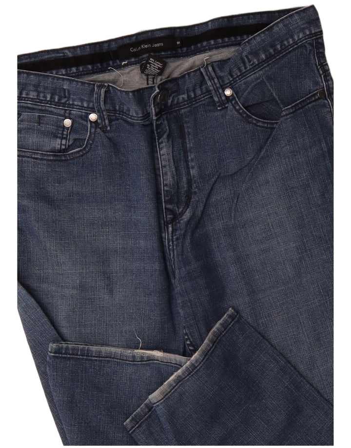 CALVIN KLEIN Jeans dritti da uomo W34 L30 Blu Cotone