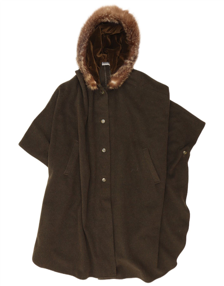Cappotto a mantella con cappuccio da uomo Luisa Spagnoli UK 38 Lana kaki media
