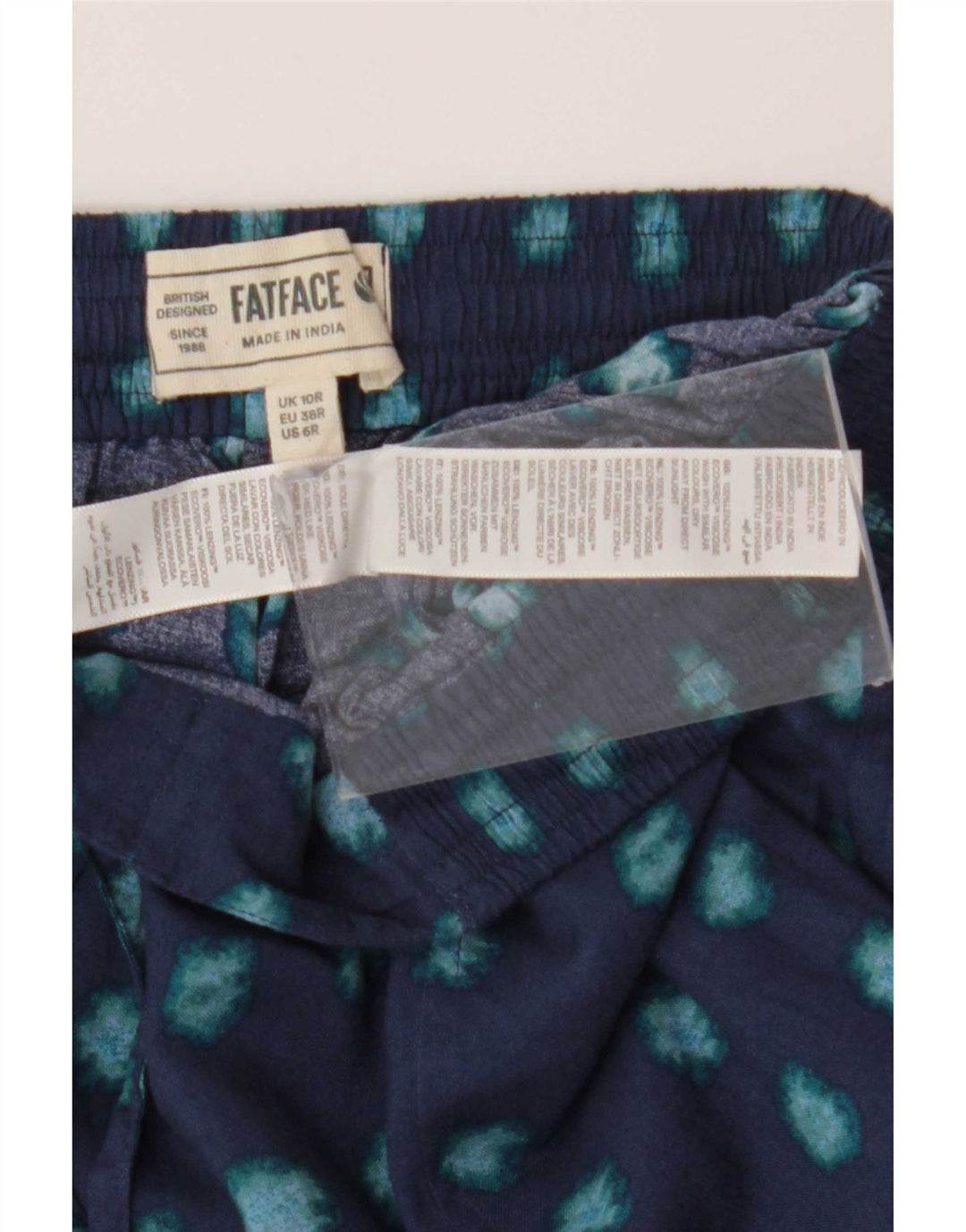 Pantaloni da donna con motivo astratto Fat Face UK 10 Small W30 L27 Blu