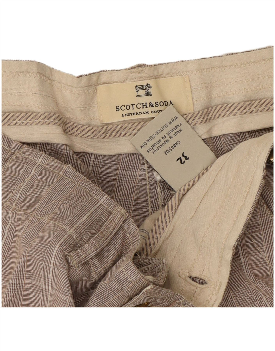 Pantaloncini cargo da uomo Scotch & Soda W32 in cotone a quadri grigio medio