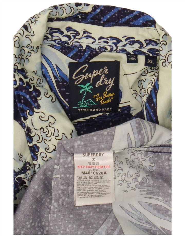 Camicia a maniche corte grafica da uomo SUPERDRY XL in cotone blu navy