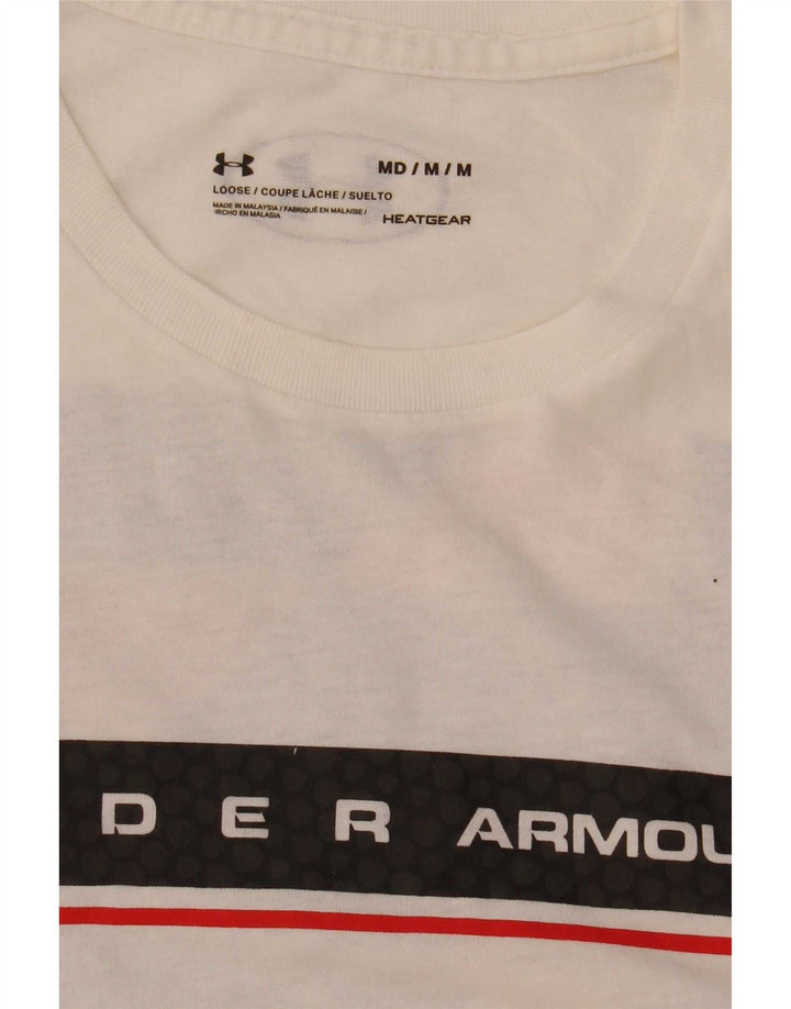 Maglietta grafica da uomo Under Armour Heat Gear Top bianco medio