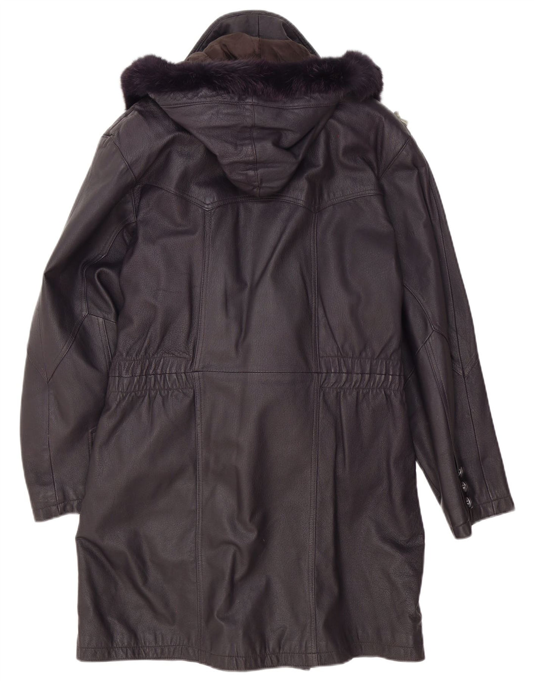 Cappotto in pelle con cappuccio da donna Alexander UK 16 grande viola