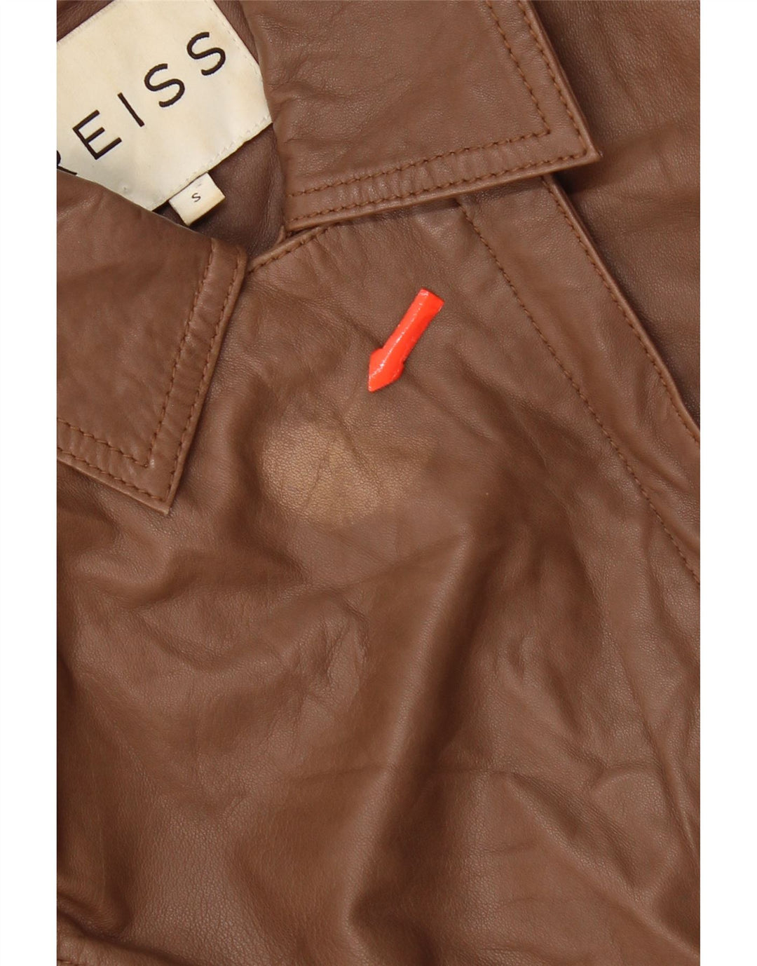 Giacca in pelle corta da donna Reiss UK 10 piccola in pelle marrone