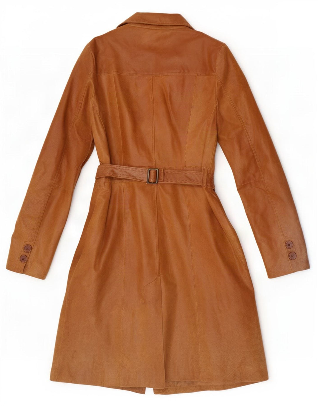 Cappotto in pelle vintage da donna IT 46 grande marrone